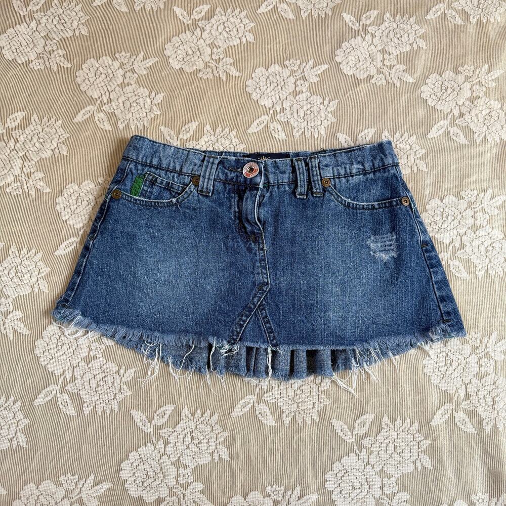 Vintage Y2K Duchesse Jeans Pleated Denim Micro Mini Skirt Size 3